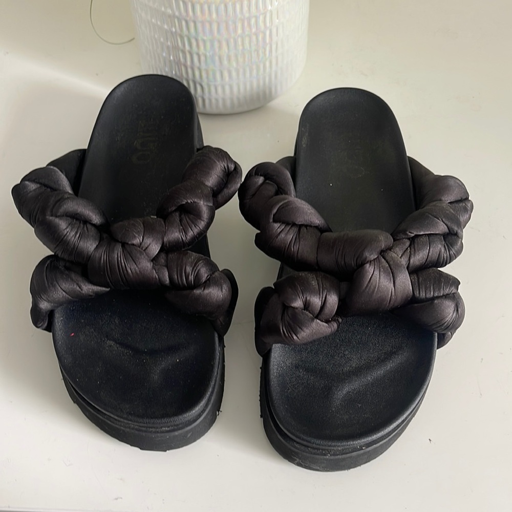 Black platform sandals, lightly worn